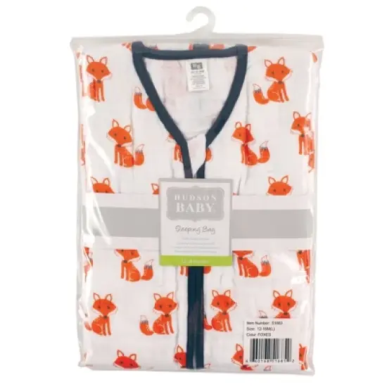 Hudson Baby Infant Boy Muslin Cotton Sleeveless Wearable Sleeping Bag, Sack, Blanket, Foxes image {1}