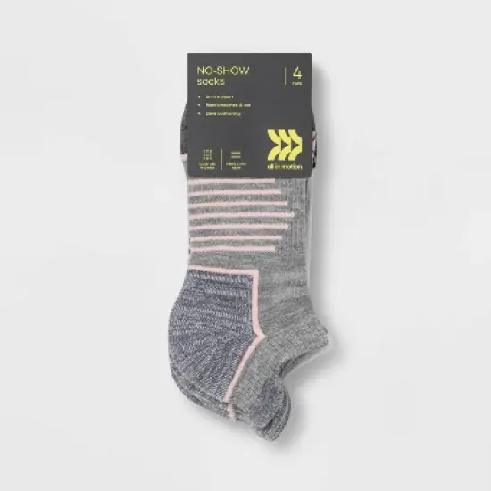 Women's Active Accents Cushioned 4pk No Show Tab Athletic Socks - All in Motion&trade; 4-10 image {1}