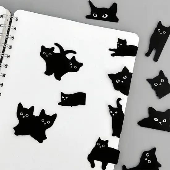 Wrapables Magnetic Black Cat Bookmarks, Page Marker, Foldable Cat Page Clips (Set of 24) image {3}
