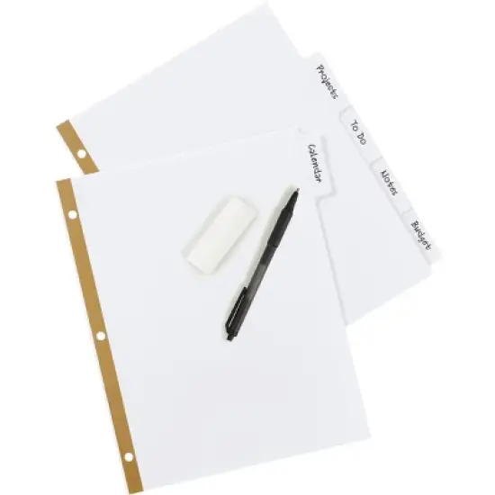 Avery Write & Erase Big Tab Paper Dividers for 3 Ring Binder, White, 5 Tab Set, 10 Packs, 10 Sets Total (23075) image {1}