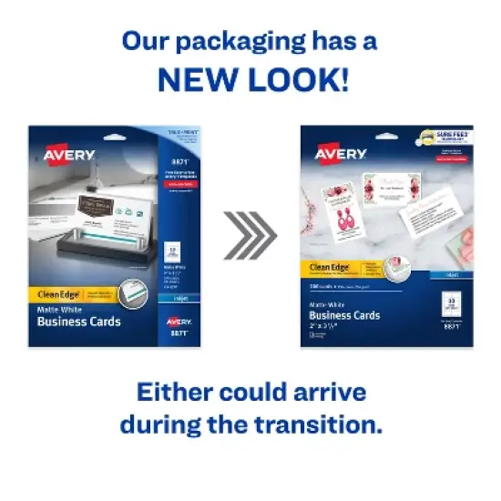 Avery Clean Edge Printable Business Cards with Sure Feed Technology, 2" x 3.5", White, 200 Blank Cards for Inkjet Printers (08871) image {1}