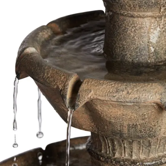 John Timberland Louvre Rustic 3 Tier Cascading Outdoor Floor Water Fountain with LED Light 44" for Yard Garden Patio Home Deck Porch Exterior Balcony image {4}