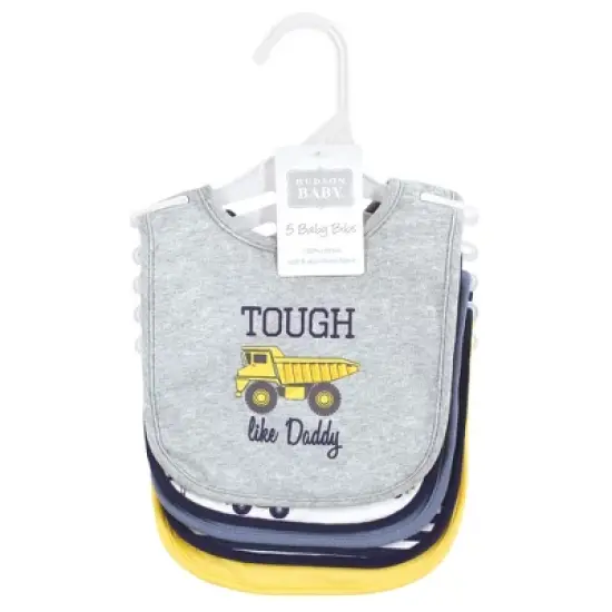 Hudson Baby Infant Boy Cotton Bibs, Construction, One Size image {1}