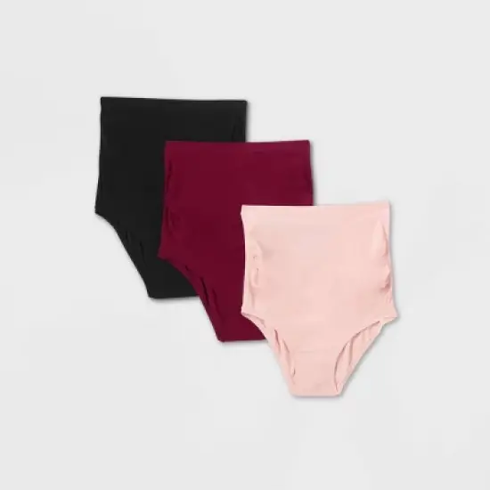 Maternity 3pk Over the Belly Hipster Underwear - Auden&trade; Pink/Maroon/Black image {4}