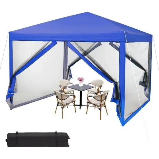 10 x 10 FT Pop Up Canopy, Party Tent with Mosquito Netting, Height Adjustable Instant Sun Shade, Portable Screen Shelter for Parties, Camping, Events image {8}