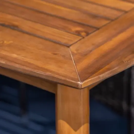 Clint 7pc Acacia and Wicker Dining Set - Teak/Brown - Christopher Knight Home image {2}