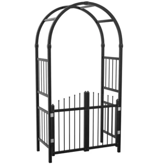 Karl Home 86 In. Black Pvc Garden Arbor With Gate image {6}