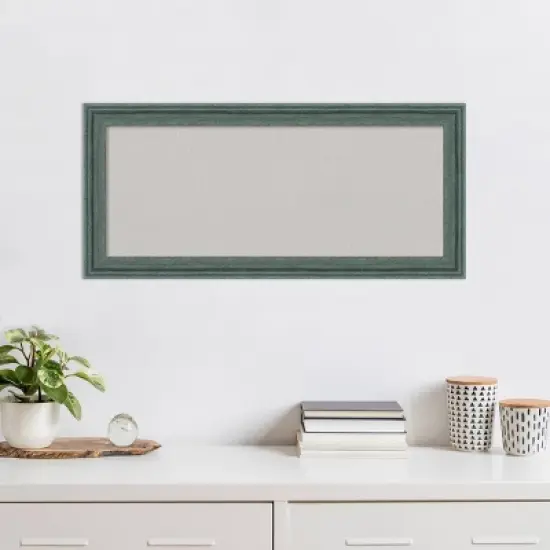 33"x15" Upcycled Wood Frame Gray Cork Board Teal - Amanti Art image {7}