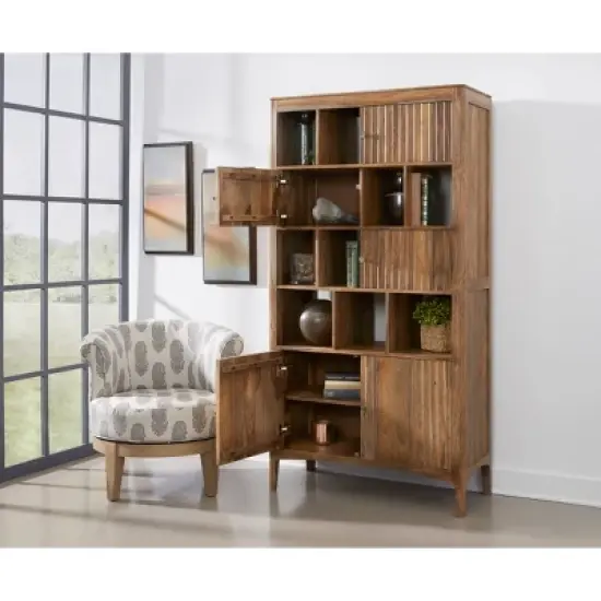 75" Nancy 5 Door Bookcase Natural Brown - Treasure Trove Accents image {6}