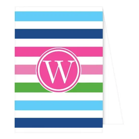 10ct Note Cards - Preppy Stripe Monogram - W image {1}
