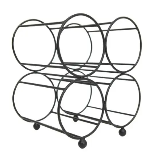 Black Metal Wine Bottle Holder - Foreside Home & Garden image {1}