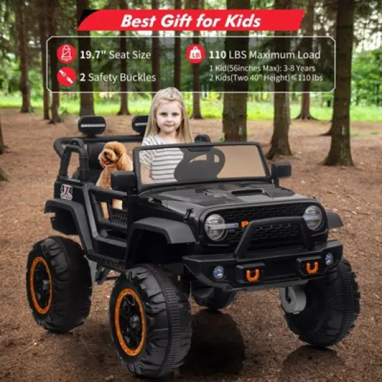 Electric Ride On Car, 24V 2 Seats for Kids, with Remote Control, 4WD Spring Suspension, 2 Speeds, Music, for 3+ image {3}