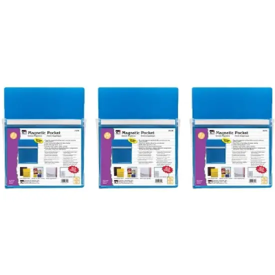 Charles Leonard Magnetic Pocket, 9.5" x 11.75", Blue, Pack of 3 image {2}