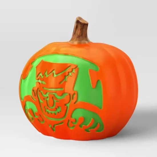 16.5" Lit Pumpkin Halloween Decorative Prop with Timer - Hyde and EEK! Boutique&trade; image {2}