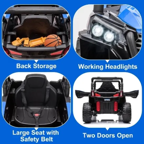 12V Ride On Car for Big Kids, Electric Off-Road Vehicle with Remote Control, 4-Wheel Suspension, LED Lights & Bluetooth image {3}