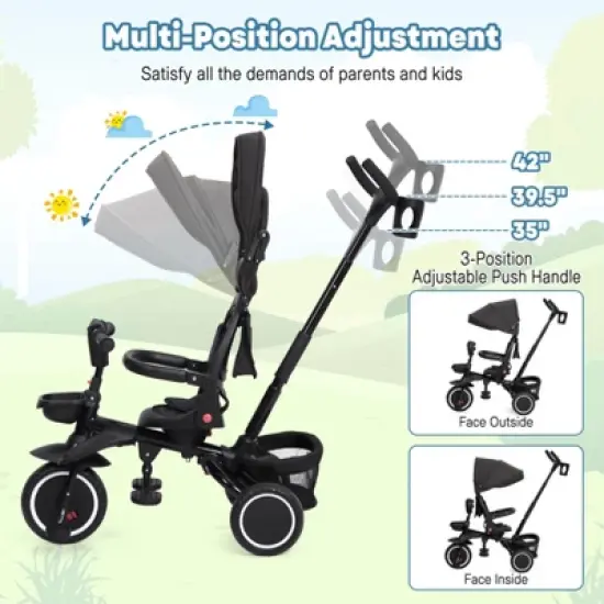 7 in 1 Folding Toddler Bike with Removable Adjustable Push Handle image {5}