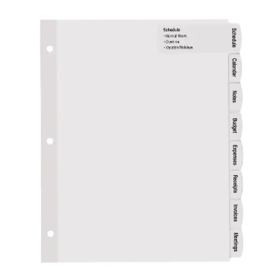 Avery Easy Peel Lrg Tab Dividers 8-Tab 4/PK White 14439 image {1}