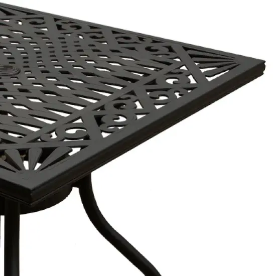 37" Ornate Aluminum Square Patio Dining Table - Black - Oakland Living: UV & Weather-Resistant image {2}