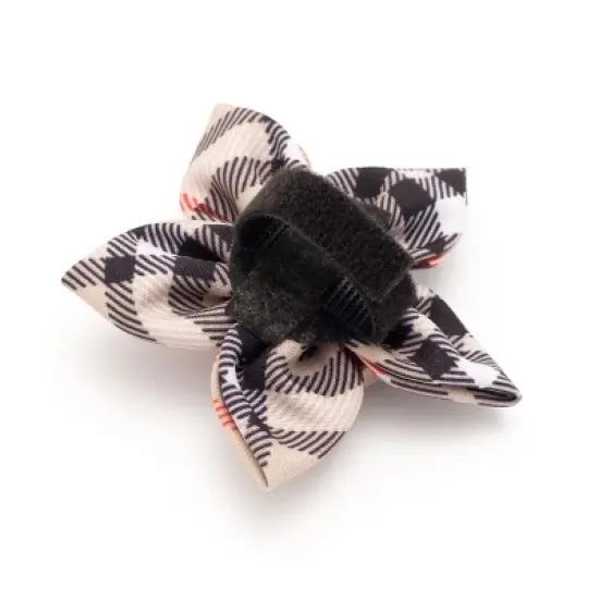 The Worthy Dog Bias Plaid Flower Adjustable Collar Attachment Accessory image {1}