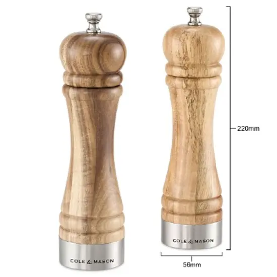 Cole & Mason Camden Salt and Pepper Grinder Set: Traditional Wood Shakers, Spot Clean, 2-Piece, Brown image {11}