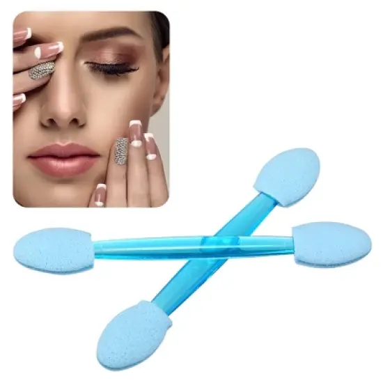 Unique Bargains Short Sponge Dual Sides Eye Shadow Makeup Brushes Applicator Blue Clear 50 PCS image {1}