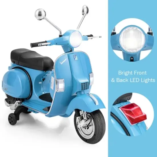 Kids Vespa Scooter 6V Rechargeable Ride on Motorcycle w/Training Wheels image {6}