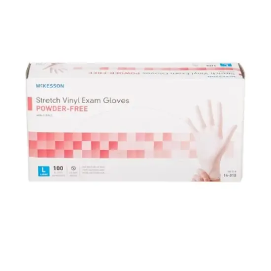 McKesson Vinyl Gloves, Powder-Free, Ivory, Large, 100 Count, 1 Box image {1}
