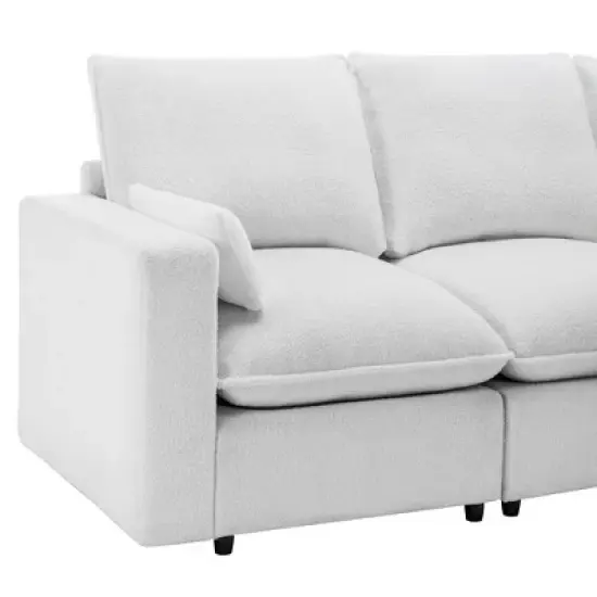 3 Seat Sofa with Removable Cushions and 2 Pillows, Teddy Fabric Upholstered Couch-ModernLuxe image {8}