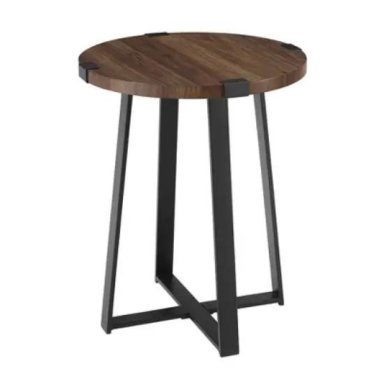 Wrightson Urban Industrial Faux Wrap Leg Round Side Table - Saracina Home image {4}