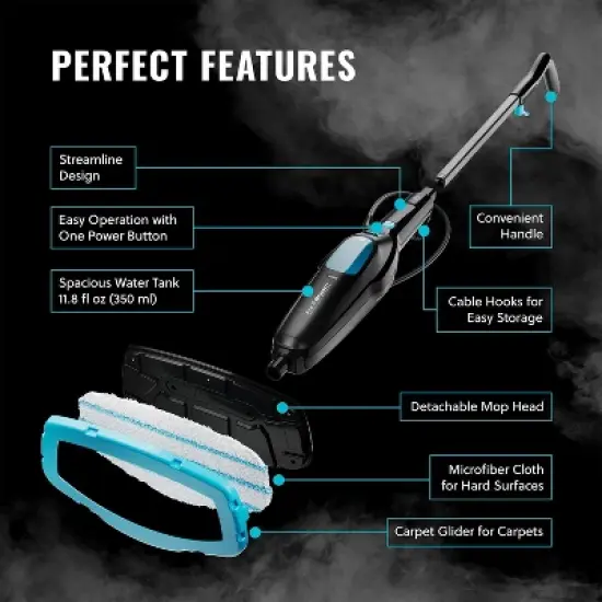 PurSteam Professional Steam Mop | Multi-Surface Cleaner for Hardwood, Tile, Laminate & Carpet | Fast Heating, Lightweight & Chemical-Free Cleaning image {6}