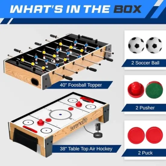 SereneLife 38" Table Top Air Hockey & 40" Foosball Set - 2-in-1 Swivel Game Table with Soccer Ball, Pucks & Pushers image {6}