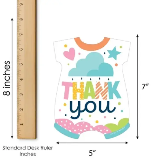 Big Dot of Happiness Colorful Baby Shower - Shaped Thank You Cards - Gender Neutral Party Thank You Note Cards with Envelopes - Set of 12 image {4}