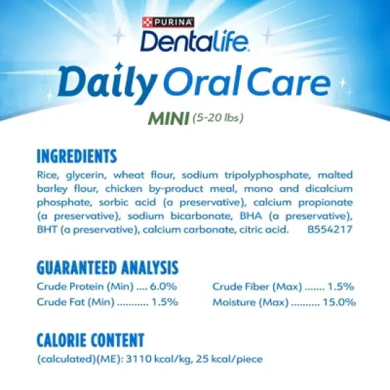 Dentalife Daily Mini Original Flavor Dental and Hard Chews Dog Treat - 6.8oz/24ct image {5}