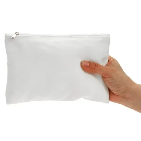 Juvale 12-Pack Bulk Blank Canvas Zipper Pouch Set, 8x6" Pencil Bags with Zipper for Cosmetic & DIY Crafts, Pens, Markers image {4}