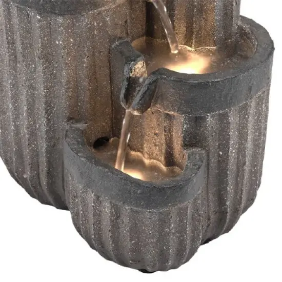 14" Cascading Pillar Tabletop Fountain with LED Lights Gray - Alpine Corporation image {6}