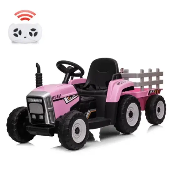 Acekool 12V Electric Tractor with Trailer & Remote, 7-LED Lights, MP3, 25W Motor, EVA Tires image {10}