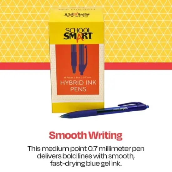 School Smart Retractable Hybrid Gel and Ink Pens, Blue, Pack of 48 image {4}