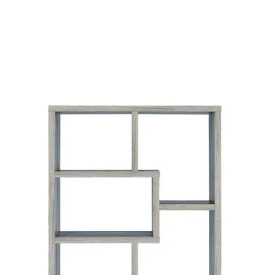 70.75" Distressed Wooden Open Bookcase Brown - Benzara image {2}