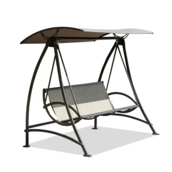 Syemin Patio Swings 3-Seat Patio Swing Chair, Outdoor Porch Swing with Adjustable Canopy and Steel Frame, Patio Swing Glider for Garden, 73"*52"*70" image {5}