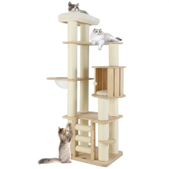 Tangkula 71" Tall Cat Tree w/Cozy Perch Condo Space Capsule 4.6" Scratching Posts image {9}