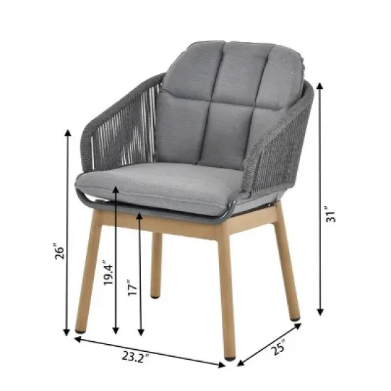 Wooden Outdoor Dining Set with Metal Base 7 Piece Patio Furniture image {6}