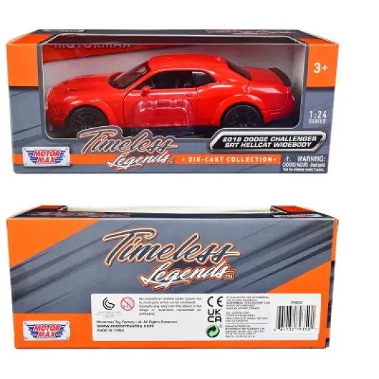2018 Dodge Challenger SRT Hellcat Widebody Red 1/24 Diecast Model Car by Motormax image {2}