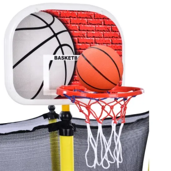 BestParts 5.5FT Kids Trampoline with Enclosure Net & Basketball Hoop, Indoor & Outdoor Mini Trampoline for Toddlers image {5}