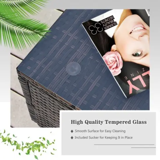 Tangkula 6PCS Wicker Patio Sectional Conversation Furniture Set with Seat Cushions & Coffee Table image {3}