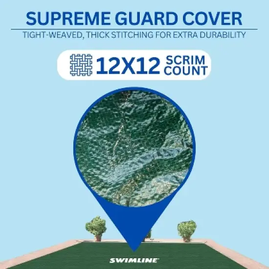 Swim Central Supreme Guard In-Ground Winter Pool Cover with Right Step - For 18' x 36' - Green image {3}