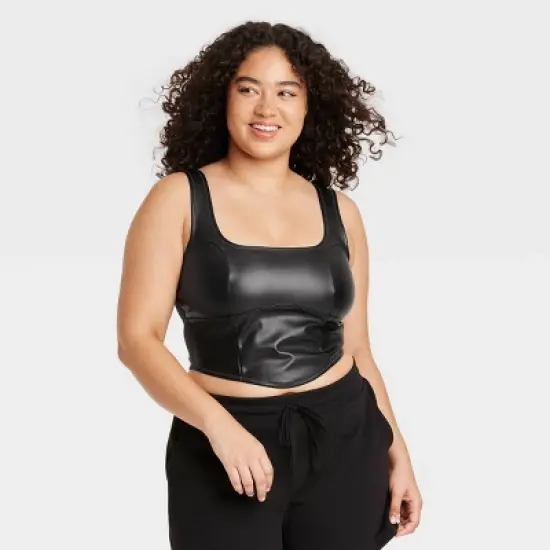 Women's Faux Leather Corset - Colsie&trade; Black image {3}