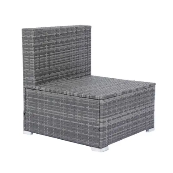 YOOCOZZ 8-Piece Outdoor PE Rattan Sectional Sofa Set with Storage Box, Table, and Stools, Free Combination - Grey image {7}