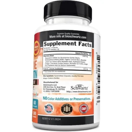 Glucosamine MSM + Chondroitin, Maximum Strength Supplement with Collagen Peptides for Joint Mobility and Flexibility, Bioschwartz image {6}