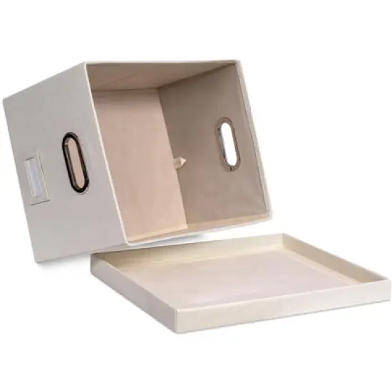 BirdRock Home 1-Pack Collapsible File Storage Organizer with Lid - Cream image {6}