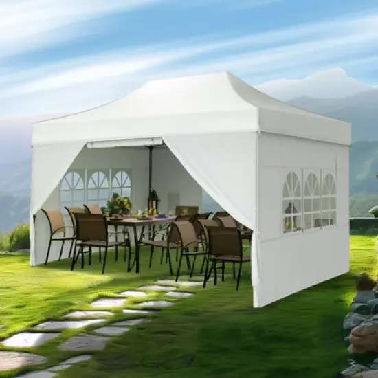 Captiva Designs 10x15 Pop Up Outdoor Commercial Heavy Duty Party Tent, White image {7}